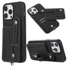 For iPhone 15 Pro ABEEL Litchi Texture Card Bag PU Phone Case(Black) - 1