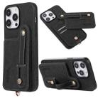 For iPhone 14 Pro ABEEL Litchi Texture Card Bag PU Phone Case(Black) - 1