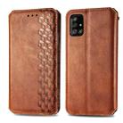 For Samsung Galaxy A71 Cubic Grid Pressed Horizontal Flip Magnetic PU Leather Case with Holder & Card Slots & Wallet(Brown) - 1