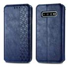 For Samsung Galaxy S10 Cubic Grid Pressed Horizontal Flip Magnetic PU Leather Case with Holder & Card Slots & Wallet(Blue) - 1