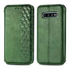 For Samsung Galaxy S10 Cubic Grid Pressed Horizontal Flip Magnetic PU Leather Case with Holder & Card Slots & Wallet(Green) - 1