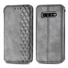 For Samsung Galaxy S10 Cubic Grid Pressed Horizontal Flip Magnetic PU Leather Case with Holder & Card Slots & Wallet(Grey) - 1