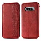 For Samsung Galaxy S10 Cubic Grid Pressed Horizontal Flip Magnetic PU Leather Case with Holder & Card Slots & Wallet(Red) - 1