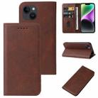 For iPhone 15 Plus Magnetic Closure Leather Phone Case(Brown) - 1