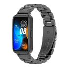 For Huawei Band 8 Mijobs Three Bead Bamboo Stainless Steel Watch Band(Black) - 1