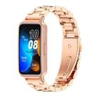 For Huawei Band 8 Mijobs Three Bead Bamboo Stainless Steel Watch Band(Rose Gold) - 1