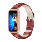 For Huawei Band 8 Mijobs Cowhide Leather Watch Band(Red Rose Gold) - 1