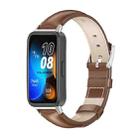 For Huawei Band 8 Mijobs Cowhide Leather Watch Band(Brown Silver) - 1