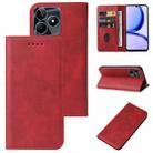 For Realme C53 Magnetic Closure Leather Phone Case(Red) - 1