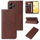 For Realme C51 Magnetic Closure Leather Phone Case(Brown) - 1