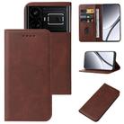 For Realme GT5 Magnetic Closure Leather Phone Case(Brown) - 1