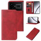 For Realme GT5 Magnetic Closure Leather Phone Case(Red) - 1