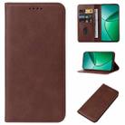 For Realme 12+ Magnetic Closure Leather Phone Case(Brown) - 1