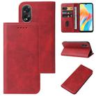 For OPPO A38 Magnetic Closure Leather Phone Case(Red) - 1