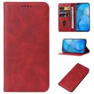 For OPPO Reno3 Magnetic Closure Leather Phone Case(Red) - 1