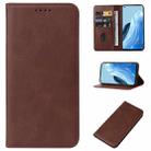 For OPPO Reno7 4G Magnetic Closure Leather Phone Case(Brown) - 1
