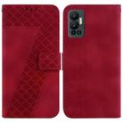 For Infinix Hot 12 7-shaped Embossed Leather Phone Case(Red) - 1