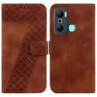 For Infinix Hot 20 Play 7-shaped Embossed Leather Phone Case(Brown) - 1
