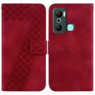 For Infinix Hot 20 Play 7-shaped Embossed Leather Phone Case(Red) - 1