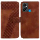 For Infinix Smart 6 Plus 7-shaped Embossed Leather Phone Case(Brown) - 1
