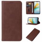 For ZTE Blade A53+ Magnetic Closure Leather Phone Case(Brown) - 1