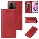 For Xiaomi Redmi Note 12S Magnetic Closure Leather Phone Case(Red) - 1