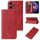 For Xiaomi Redmi Note 12R Magnetic Closure Leather Phone Case(Red) - 1