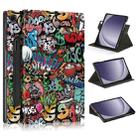 For Samsung Galaxy Tab A9+ 360 Rotation Stand Painted Smart Leather Tablet Case(Graffiti) - 1