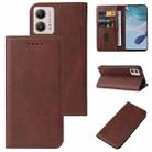 For Motorola Moto G53 Magnetic Closure Leather Phone Case(Brown) - 1