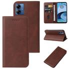 For Motorola Moto G14 Magnetic Closure Leather Phone Case(Brown) - 1