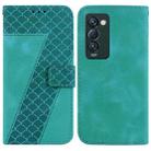 For Tecno Camon 18 Premier 7-shaped Embossed Leather Phone Case(Green) - 1