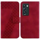 For Tecno Camon 18 Premier 7-shaped Embossed Leather Phone Case(Red) - 1