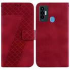 For Tecno Camon 18i 7-shaped Embossed Leather Phone Case(Red) - 1