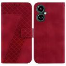 For Tecno Camon 19 7-shaped Embossed Leather Phone Case(Red) - 1