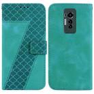 For Tecno Phantom X 7-shaped Embossed Leather Phone Case(Green) - 1