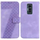 For Tecno Phantom X 7-shaped Embossed Leather Phone Case(Purple) - 1