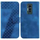 For Tecno Phantom X 7-shaped Embossed Leather Phone Case(Blue) - 1