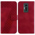 For Tecno Phantom X 7-shaped Embossed Leather Phone Case(Red) - 1