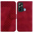 For Tecno Pop 6 Go 7-shaped Embossed Leather Phone Case(Red) - 1