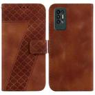 For Tecno Pova 2 7-shaped Embossed Leather Phone Case(Brown) - 1