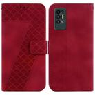 For Tecno Pova 2 7-shaped Embossed Leather Phone Case(Red) - 1