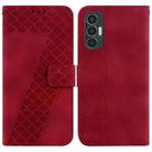 For Tecno Pova 3/LE7 7-shaped Embossed Leather Phone Case(Red) - 1