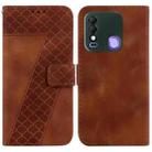 For Tecno Spark 8/8T 7-shaped Embossed Leather Phone Case(Brown) - 1