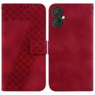 For Tecno Spark 9 Pro/9T/KH7 7-shaped Embossed Leather Phone Case(Red) - 1