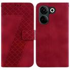 For Tecno Camon 20 Pro 4G/Camon 20 7-shaped Embossed Leather Phone Case(Red) - 1