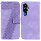 For Tecno Pova 4 Pro 7-shaped Embossed Leather Phone Case(Purple) - 1