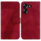 For Tecno Pova 5 7-shaped Embossed Leather Phone Case(Red) - 1