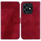 For Tecno Spark 10 4G/Spark 10C 7-shaped Embossed Leather Phone Case(Red) - 1