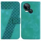 For Tecno Spark 10 5G 7-shaped Embossed Leather Phone Case(Green) - 1