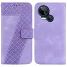 For Tecno Spark 10 5G 7-shaped Embossed Leather Phone Case(Purple) - 1